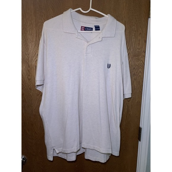 Chaps Ralph Lauren Polo Shirt Short Sleeve Collared Men's Beige XXL Golf Cotton - Picture 1 of 7